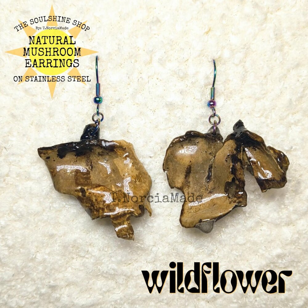 Wildflower Natural Mushroom Earrings